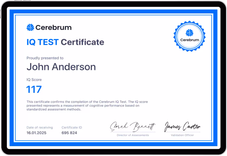 IQ Certificate Preview
